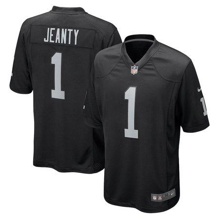 Men's Las Vegas Raiders #1 Ashton Jeanty Nike Black 2025 NFL Draft First Round Pick Game Jersey