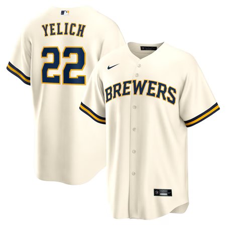 Men's Milwaukee Brewers #22 Christian Yelich Nike Cream Alternate Replica Player Jersey