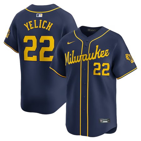 Men's Milwaukee Brewers #22 Christian Yelich Nike Navy Alternate Limited Player Jersey