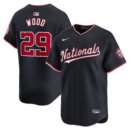Men's Washington Nationals #29 James Wood Nike Navy Alternate Limited Player Jersey