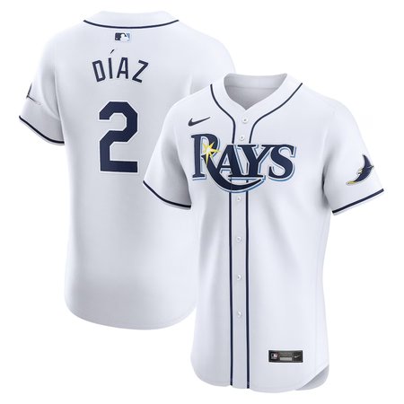 Men's Tampa Bay Rays #2 Yandy Diaz Nike White Home Elite Player Jersey