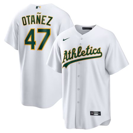 Men's Oakland Athletics #47 Michel Otanez Nike White Home Replica Jersey