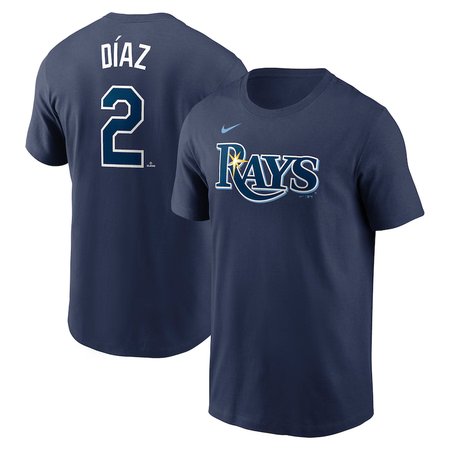 Men's Tampa Bay Rays #2 Yandy Diaz Nike Navy Fuse Name & Number T-Shirt