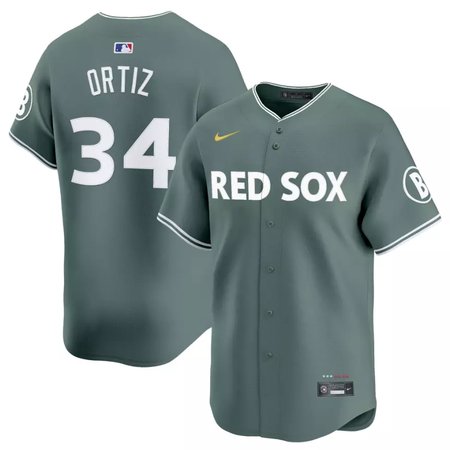 Men's Boston Red Sox #34 David Ortiz Nike Green 2025 City Connect Limited Retired Player Jersey