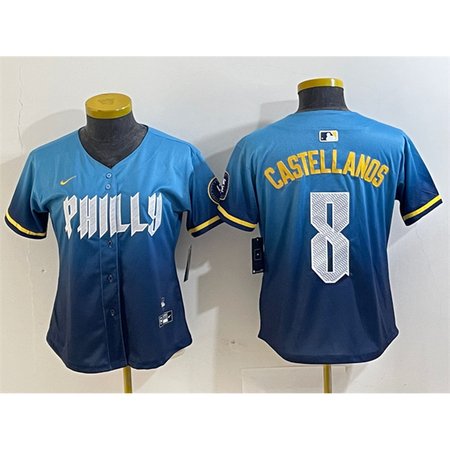 Youth Philadelphia Phillies #8 Nick Castellanos Blue 2024 City Connect Limited Stitched Baseball Jersey Youth Philadelphia Phillies #8 Nick Castellanos Blue 2024 City Connect Limited Stitched Baseball Jersey
