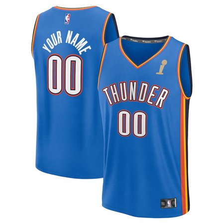 Youth Oklahoma City Thunder Blue 2025 NBA Finals Champions Fast Break Replica Custom Icon Edition Jersey
