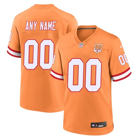 Youth '76 Tampa Bay Buccaneers Custom Orange Nike White 50th Season Game Jersey