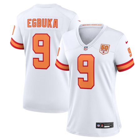 Women's '76 Tampa Bay Buccaneers #9 Emeka Egbuka Nike White 50th Season Game Jersey