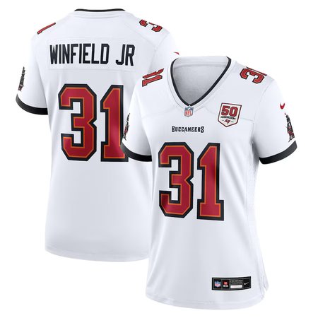 Women's Tampa Bay Buccaneers #31 Antoine Winfield Jr. Nike White 50th Season Patch Game Jersey