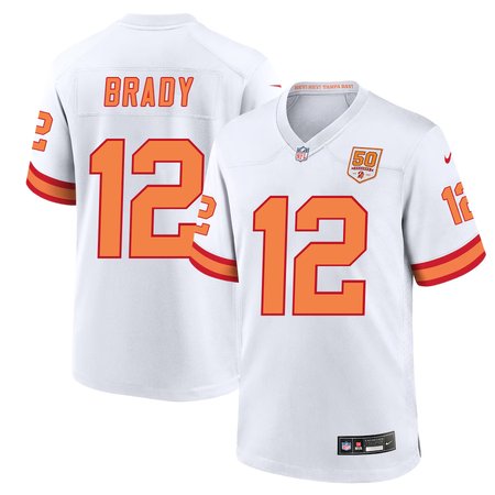 Youth '76 Tampa Bay Buccaneers #12 Tom Brady Nike White 50th Season Game Jersey
