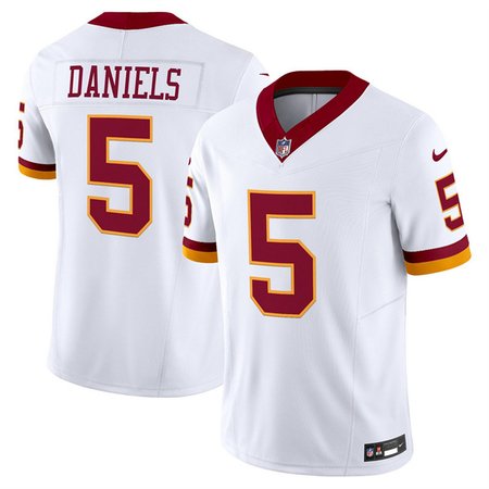 Men's Washington Commanders #5 Jayden Daniels White 2025 F.U.S.E. Throwback Vapor Limited Stitched Football Jersey