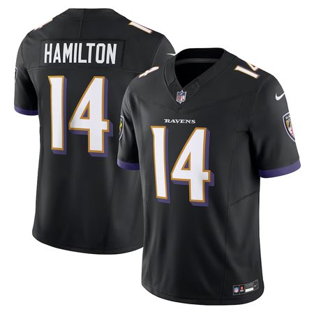 Men's Baltimore Ravens #14 Kyle Hamilton Black Alternate Vapor F.U.S.E. Limited Jersey