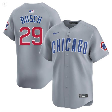 Men's Chicago Cubs #29 Michael Busch Gray Cool Base Stitched Baseball Jersey