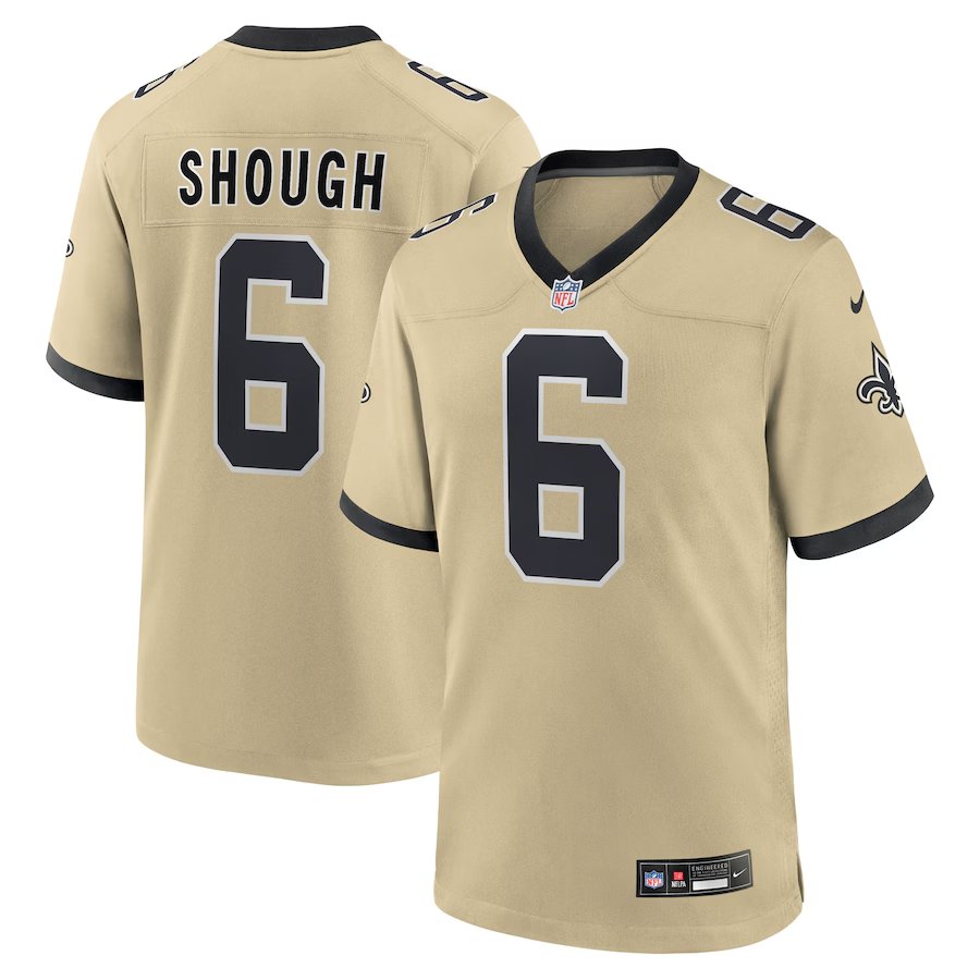 Youth New Orleans Saints #6 Tyler Shough Nike Gold Alternate Game Player Jersey