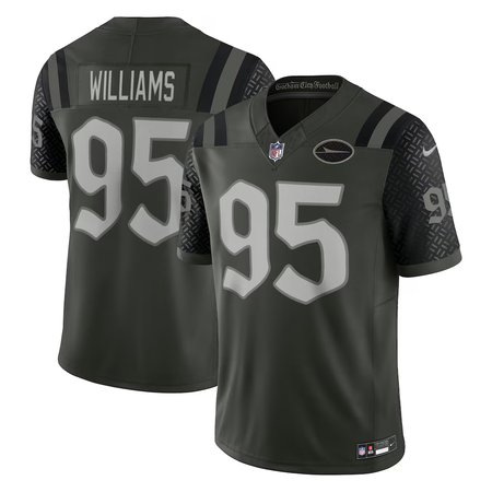 Men's New York Jets #95 Quinnen Williams Black Rivalries Collection F.U.S.E. Vapor Limited Stitched Jersey