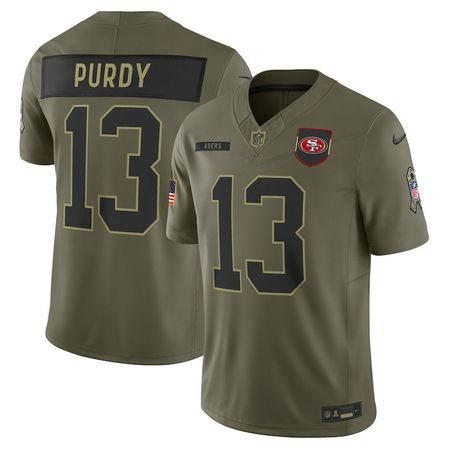 Men's San Francisco 49ers #13 Brock Purdy Nike Olive 2025 Salute to Service Limited Jersey
