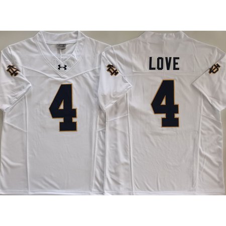 Men's Notre Dame Fighting Irish #4 Jeremiyah Love White Stitched Jersey