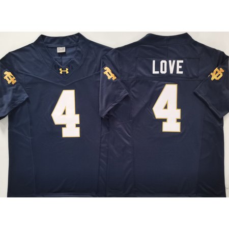 Men's Notre Dame Fighting Irish #4 Jeremiyah Love Navy Stitched Jersey