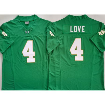 Men's Notre Dame Fighting Irish #4 Jeremiyah Love Green Stitched Jersey