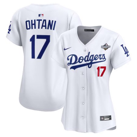 Women's Los Angeles Dodgers #17 Shohei Ohtani Nike White 2025 World Series Home Limited Jersey