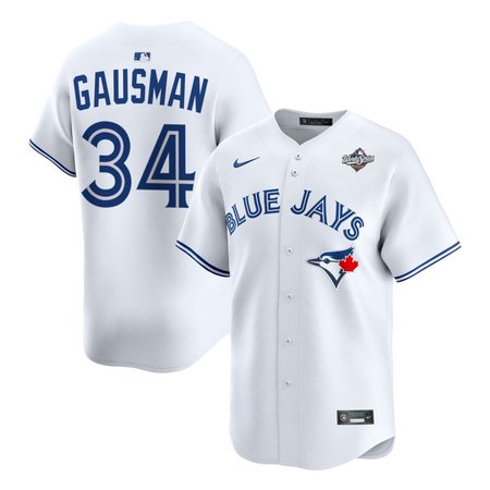 Men's Toronto Blue Jays #34 Kevin Gausman Nike White 2025 World Series Home Replica Player Jersey