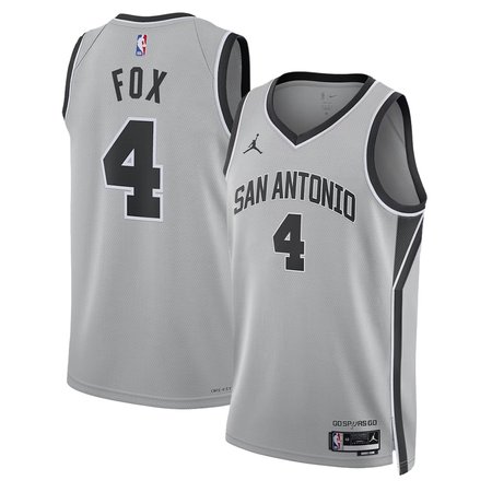 Men's San Antonio Spurs #4 De Aaron Fox Grey 2025/26 Statement Edition Jersey
