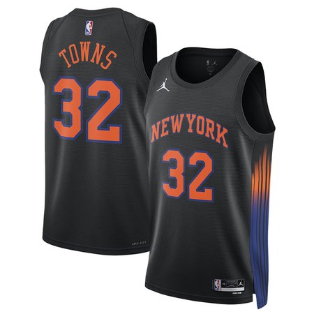 Men's New York Knicks #32 Karl-Anthony Towns Black 2025/26 Statement Edition Jersey
