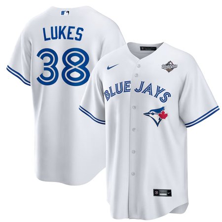 Men's Toronto Blue Jays #38 Nathan Lukes Nike 2025 World Series White Home Replica Jersey