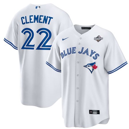 Youth Toronto Blue Jays #22 Ernie Clement Nike 2025 World Series White Home Replica Jersey