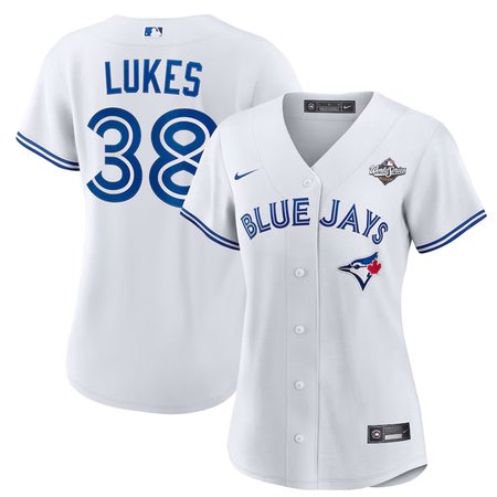 Women's Toronto Blue Jays #38 Nathan Lukes Nike 2025 World Series White Home Replica Jersey