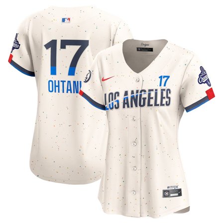 Women's Los Angeles Dodgers #17 Shohei Ohtani Nike Cream 2025 World Series Champions Home Limited Jersey