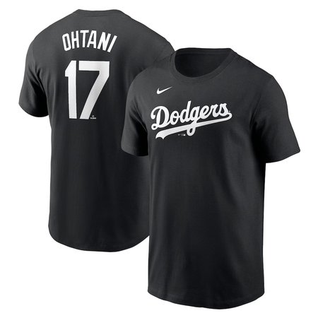 Men's Los Angeles Dodgers #17 Shohei Ohtani Nike Black 2024 Fuse Name & Number T-Shirt