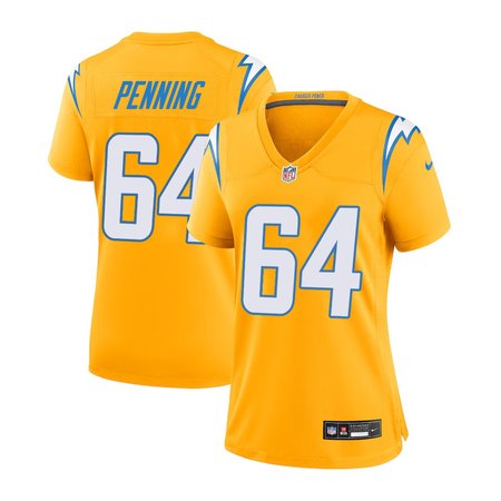 Women's Los Angeles Chargers #64 Trevor Penning Nike Gold Game Jersey