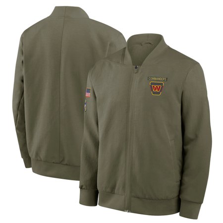 Men's Washington Commanders Olive 2025 Salute to Service Sideline Full-Zip Bomber Jacket