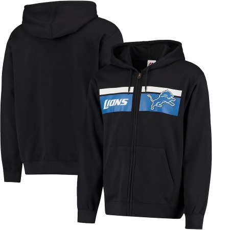 Men's Detroit Lions Black Touchback Full-Zip NFL Hoodie