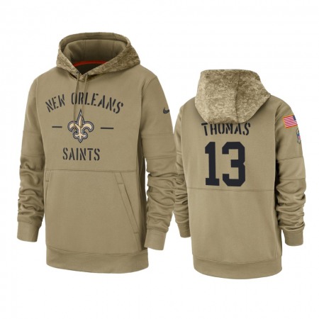 Men's New Orleans Saints #13 Michael Thomas Tan 2019 Salute to Service Sideline Therma Pullover Hoodie Men's New Orleans Saints #13 Michael Thomas Tan 2019 Salute to Service Sideline Therma Pullover Hoodie