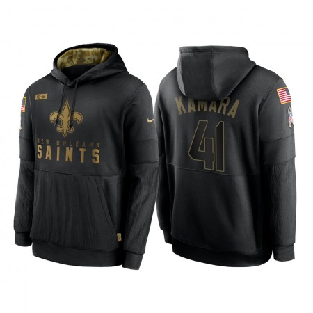 Men's New Orleans Saints #41 Alvin Kamara 2020 Black Salute to Service Sideline Performance Pullover Hoodie Men's New Orleans Saints #41 Alvin Kamara 2020 Black Salute to Service Sideline Performance Pullover Hoodie