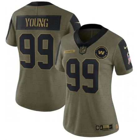 Women's Washington Redskins #99 Chase Young 2021 Olive Salute To Service Limited Stitched Jersey(Run Small) Women's Washington Redskins #99 Chase Young 2021 Olive Salute To Service Limited Stitched Jersey(Run Small)