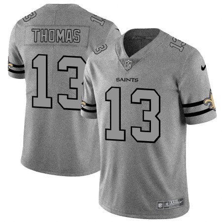 Men's New Orleans Saints #13 Michael Thomas 2019 Gray Gridiron Team Logo Limited Stitched NFL Jersey Men's New Orleans Saints #13 Michael Thomas 2019 Gray Gridiron Team Logo Limited Stitched NFL Jersey