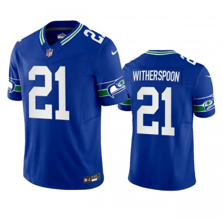 Men's Seattle Seahawks #21 Devon Witherspoon Royal 2023 F.U.S.E. Vapor Limited Throwback Stitched Jersey Men's Seattle Seahawks #21 Devon Witherspoon Royal 2023 F.U.S.E. Vapor Limited Throwback Stitched Jersey