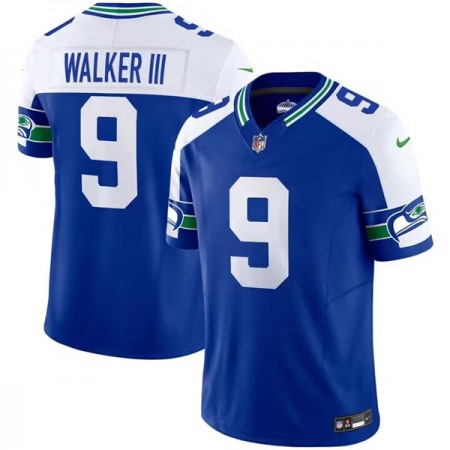 Men's Seattle Seahawks #9 Kenneth Walker III Royal 2023 F.U.S.E. Throwback Vapor Limited Stitched Football Jersey Men's Seattle Seahawks #9 Kenneth Walker III Royal 2023 F.U.S.E. Throwback Vapor Limited Stitched Football Jersey