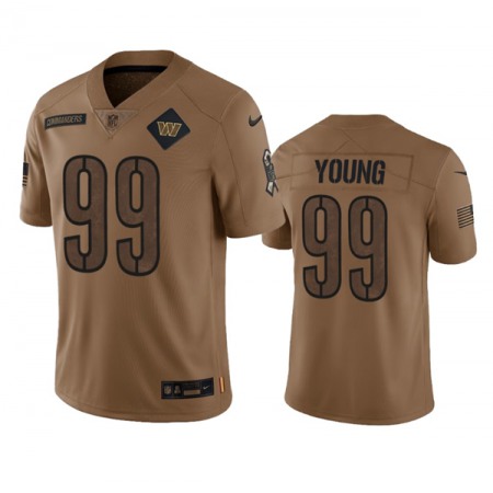Men's Washington Commanders #99 Chase Young 2023 Brown Salute To Service Limited Stitched Football Jersey Men's Washington Commanders #99 Chase Young 2023 Brown Salute To Service Limited Stitched Football Jersey
