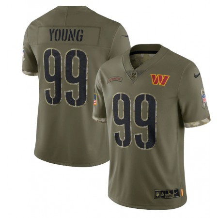 Men's Washington Commanders #99 Chase Young Olive 2022 Salute To Service Limited Stitched Jersey Men's Washington Commanders #99 Chase Young Olive 2022 Salute To Service Limited Stitched Jersey