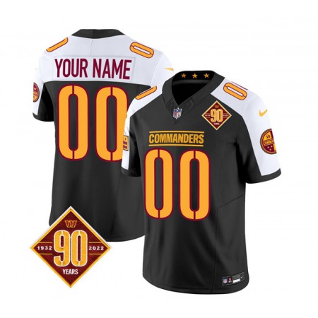 Men's Washington Commanders Active Player Custom Black/White 2023 F.U.S.E. 90th Anniversary Vapor Limited Stitched Football Jersey Men's Washington Commanders Active Player Custom Black/White 2023 F.U.S.E. 90th Anniversary Vapor Limited Stitched Football Jersey