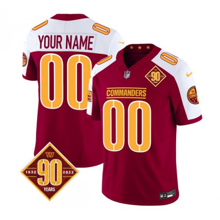 Men's Washington Commanders Active Player Custom Burgundy/White 2023 F.U.S.E. 90th Anniversary Vapor Limited Stitched Football Jersey Men's Washington Commanders Active Player Custom Burgundy/White 2023 F.U.S.E. 90th Anniversary Vapor Limited Stitched Football Jersey