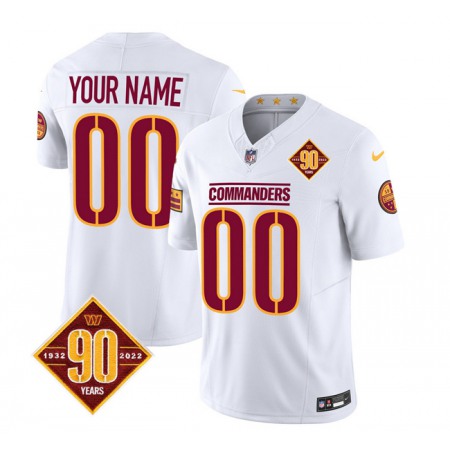 Men's Washington Commanders Active Player Custom White 2023 F.U.S.E. 90th Anniversary Vapor Limited Stitched Football Jersey Men's Washington Commanders Active Player Custom White 2023 F.U.S.E. 90th Anniversary Vapor Limited Stitched Football Jersey