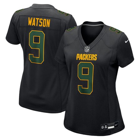Women's Green Bay Packers #9 Christian Watson Nike Carbon Black Fashion Game Jersey