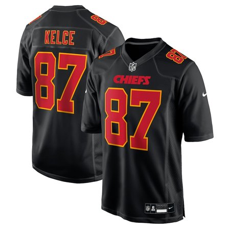 Youth Kansas City Chiefs #87 Travis Kelce Carbon Black Fashion Game Jersey