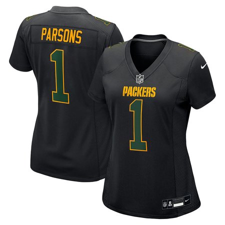 Women's Green Bay Packers #1 Micah Parsons Nike Carbon Black Fashion Game Jersey